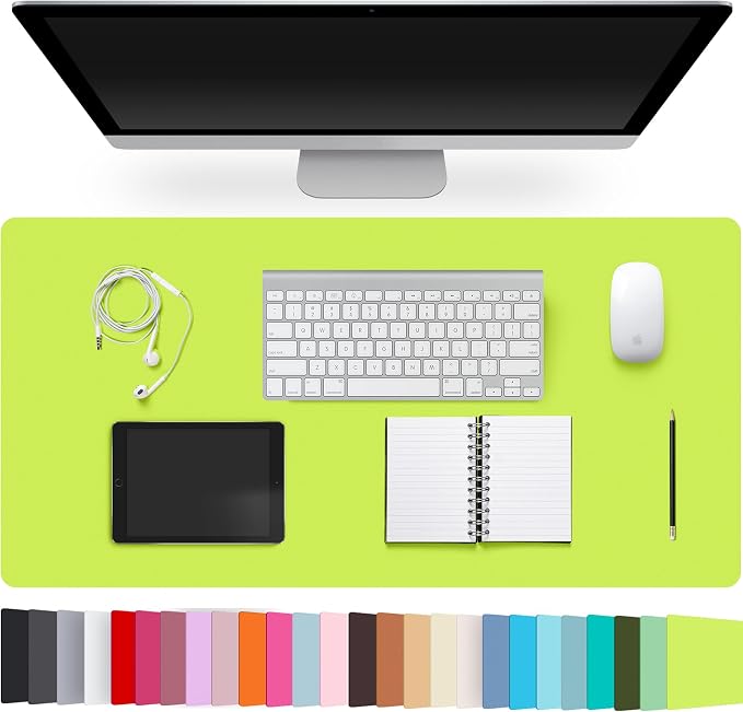 Leather Desk Pad Protector,Non-Slip Desk Pad,on-Slip PU Leather Large Mouse Pad,Easy Clean Desk Protecor Mat,Writing Pad for Office Work/Home/Decor(Kiwi Green, 35.4" x 17")