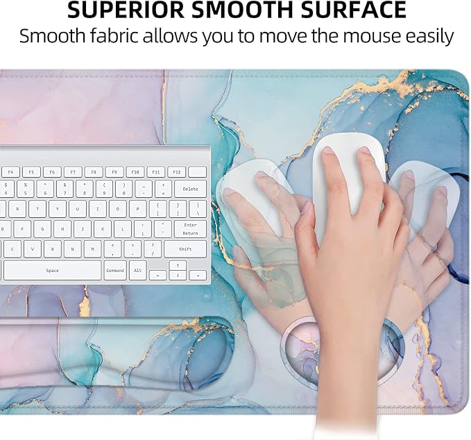 Lateefah Desk Mat, Extended Mouse Pad with Wrist Rest, 4-in-1 Large Mouse Pads for Desk, Keyboard Pad and Keyboard Wrist Rest Gaming Keyboard Mat for Office, Home
