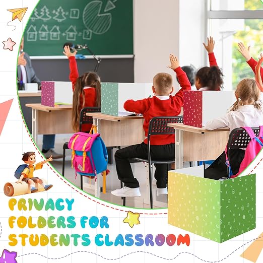 Sherr 30 Pcs School Privacy Boards Bulk for Student Colored Desk Trifold Divider Panels Privacy Partition Folders for School Student Teacher Desks, 15.8 x 13.4 x 11.81 Inches(Fresh Color)