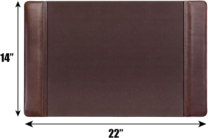 DACASSO Leather Desk Pad with Side Rails - Luxury Leather Desk Blotter for Writing - Executive Desk Surface Protector - (Chocolate Brown, 22” x 14”)