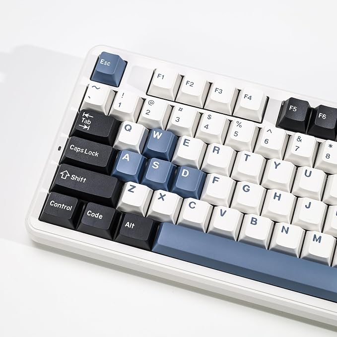 Arctic PBT Double Shot Keycap Set,174 Keys Retro Blue Custom Key Cap Keycaps 60 Percent Cherry Profile Keycaps for 61/64/68/84/87/100/104/108 Mechanical Keyboard