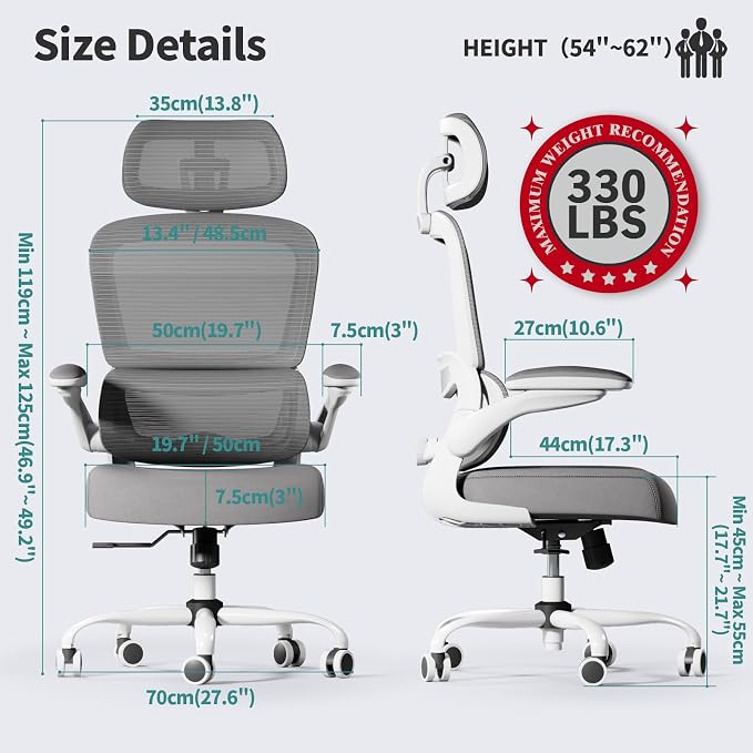 TRALT Office Chair Ergonomic Desk Chair, 330 LBS Home Mesh Office Desk Chairs with Wheels, Comfortable Gaming Chairs White Pack of 5