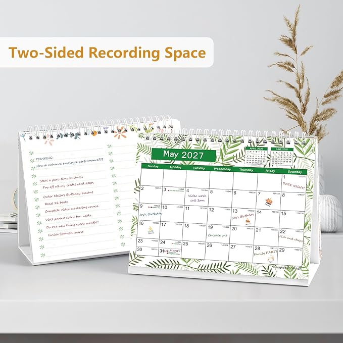 Desk Calendar 2026-2027, Monthly Desktop Calendar(Jul. 2026 - Dec. 2027, 10" x 8.25"), Standing Flip Calendar with Thick Paper, Academic Year Standing Desk Calendar with Planner Stickers