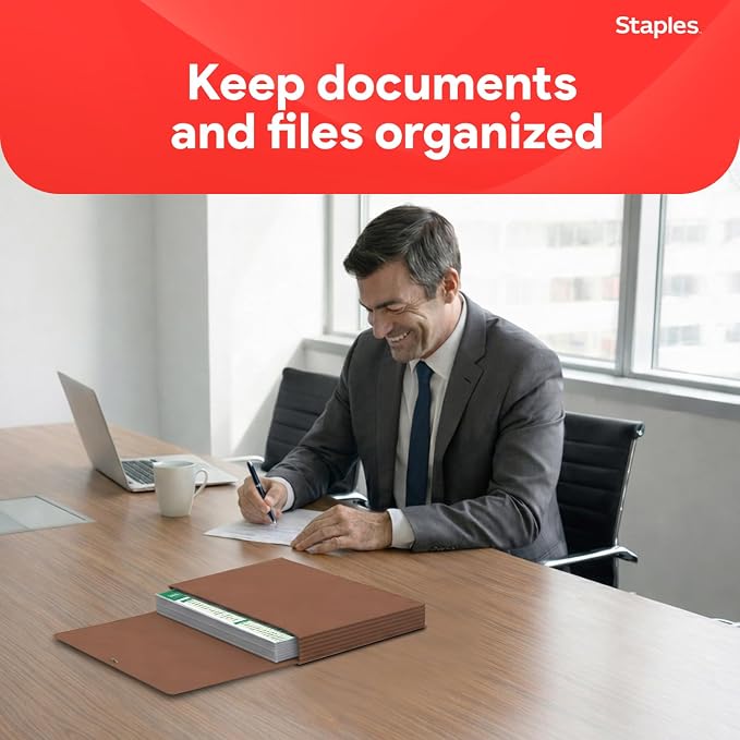 Staples Expanding Wallet, Legal Size, Brown Redrope Accordion File with Elastic Closure, Holds Oversized Documents – 10/Pack