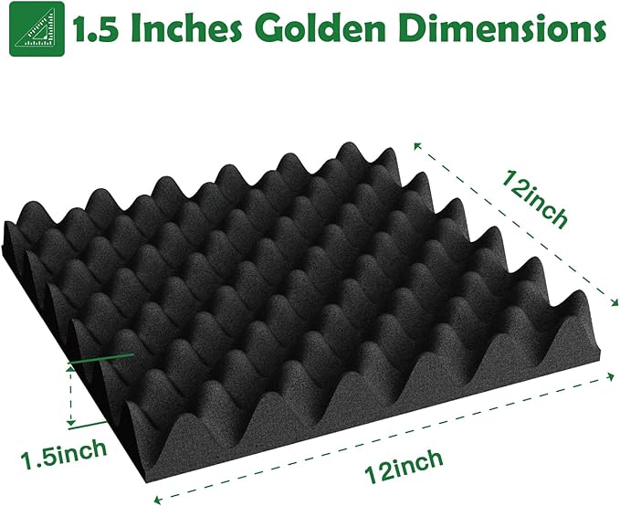 6 Pack 1.5"X12"X12" Acoustic Foam, Sound Proof Egg Crate Foam(Most Soundproofing Design), Upgraded Acoustic Panels, Fire-Retardent Sound Proof Foam Panels for Walls, Doors, Sound Foam Made by WVOVW