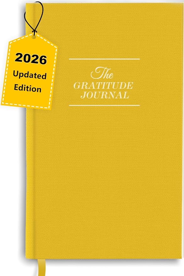 The Original Gratitude Journal with Inspiring Prompts & Quotes for Mindfulness, Reflection & Personal Growth - Daily Wellness Journal for Men & Women - Luxurious Linen Yellow Cover