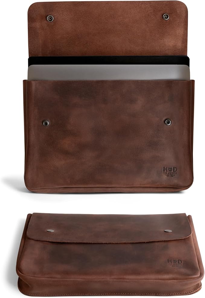 Hide & Drink, Vintage Folder Document Holder, File Case, A5 Binder, Envelope Portfolio, Full Grain Leather, Handmade, Bourbon Brown