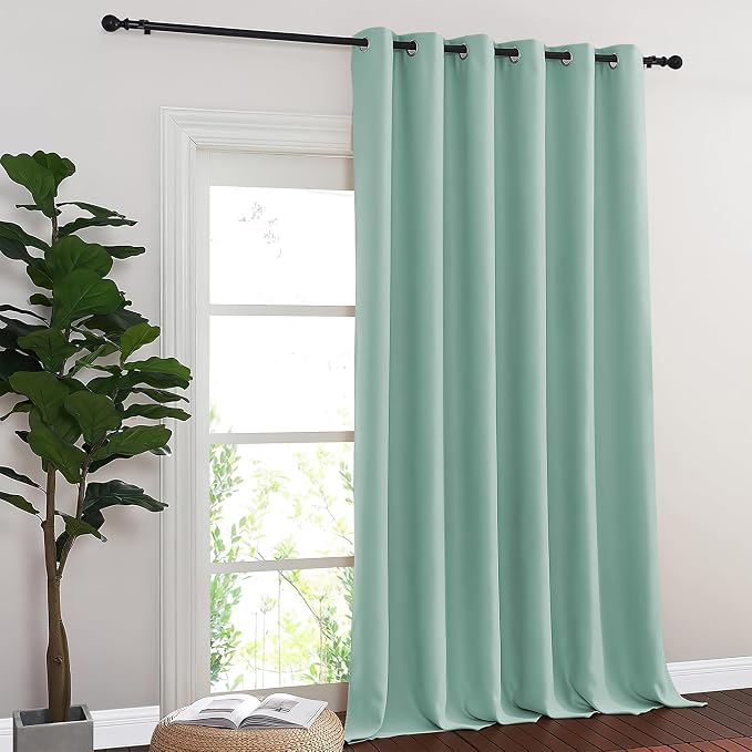 NICETOWN Aqua Blue Blackout Curtains for Bedroom 95 Inch Length - Thermal Insulated Room Darkening Privacy Grommet Window Drapes for Boys Room, Set of 1 Panel, 80 x 95 Inch