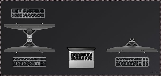 ZORESYN Extra Large Desk Mat 74.8"x35.4" Waterproof PU Leather, Non-Slip Suede Base, Stitched Edge, Desk Blotter Writing Mat for Home Office Gaming, Black