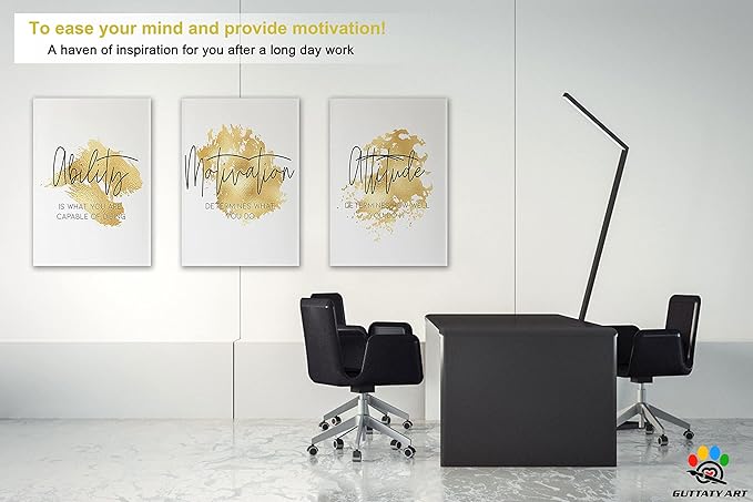 Office Wall Art-3 Panel Motivational Art, Inspirational Quote Canvas for Home Office, Entrepreneur's Words Poster Frame, 24'x36', 3 Pcs