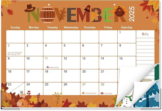GuassLee Desk Calendar 2026 - Colorful Desk Calendar from Sep. 2025-Mar. 2027, 17 x 11.5 inches, 19 Monthly Calendar with Hanging Rope, Notes and Large Ruled Blocks for Home School Office