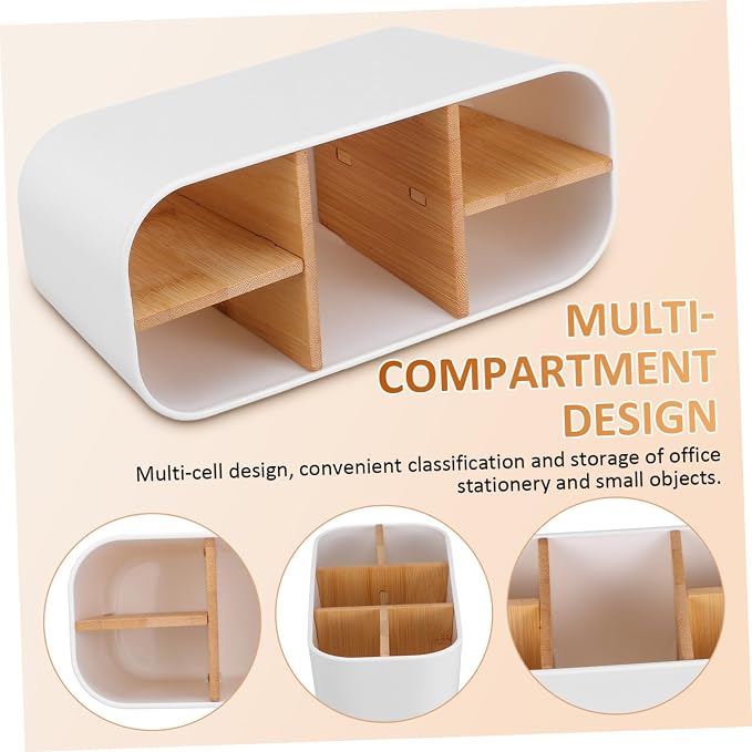 STOBOK Desktop Organizer Caddy Modern Plastic Pen Holder for Desk Aesthetic Tabletop Storage Versatile Office Supplies Easy Maintenance Detachable Design