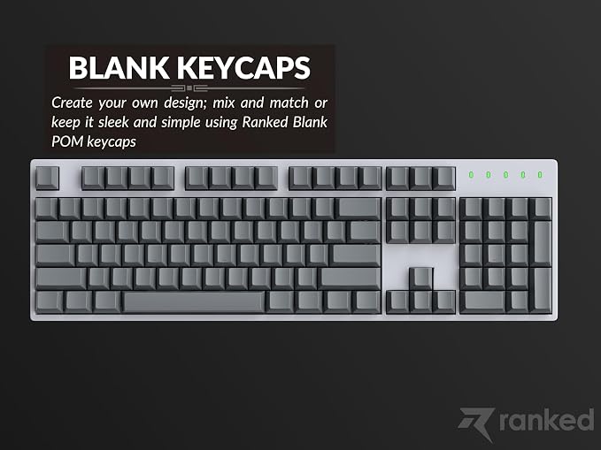 Ranked POM Blank Premium Keycap Set | 1.45 mm Thick POM | Cherry Profile for Custom Mechanical Keyboard (Ash Grey, 169 Keys)
