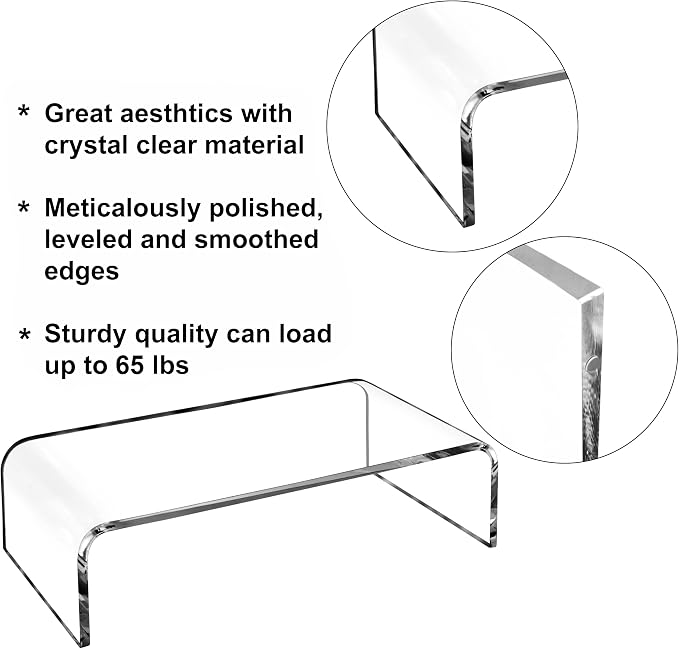 AMT Premium Acrylic Clear Monitor Stand Laptop/PC/Multimedia Monitor Riser for Home Office
