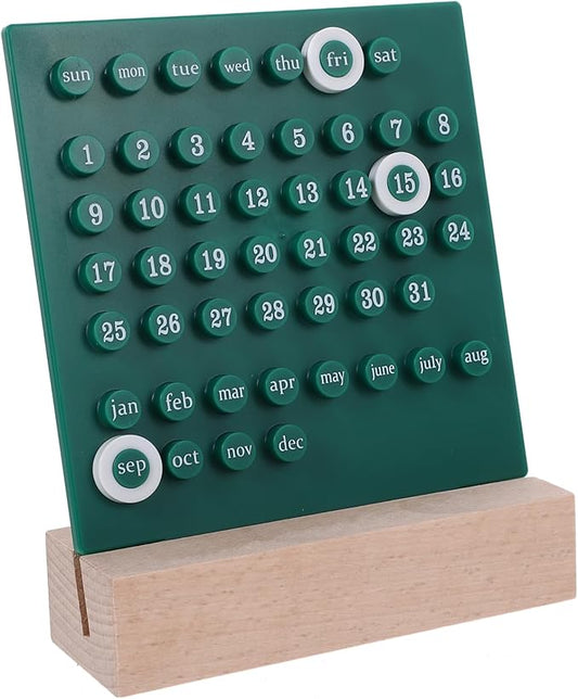 Homoyoyo Kawaii Perpetual Desk Calendar Acrylic Date Decor for Home Office Cute Manual Flip Design Reusable Daily Calendar Accessory Green Color