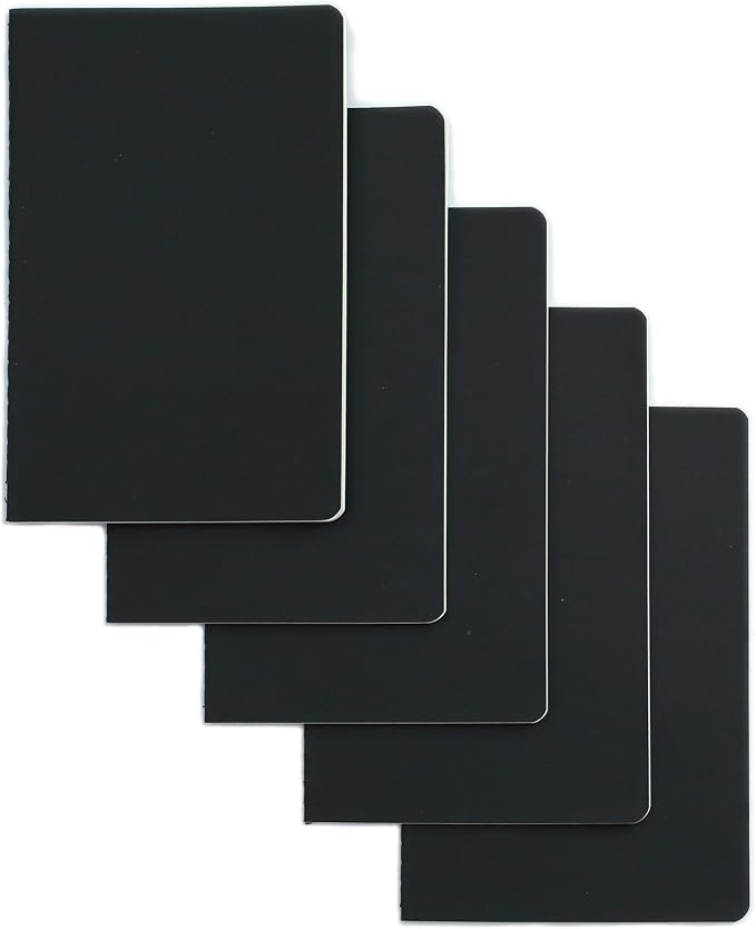 TWONE 6 Pack Notebooks Journal - 60 Dot Grid Page/30 Sheets, Premium Thick Paper Soft Cover Journal for Travel, Office, Work, Office, Home, School, Business Writing, 5.5 x 8.25 (Black)