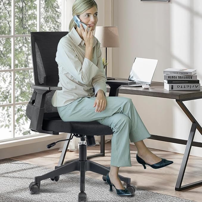 CLATINA 500lbs Big and Tall Office Chair Heavy Duty Mesh Ergonomic Computer Chairs with Adjustable Lumbar Support and Wide Comfy Seat for Home Office Conference Heavy People, Black, 8 Pack