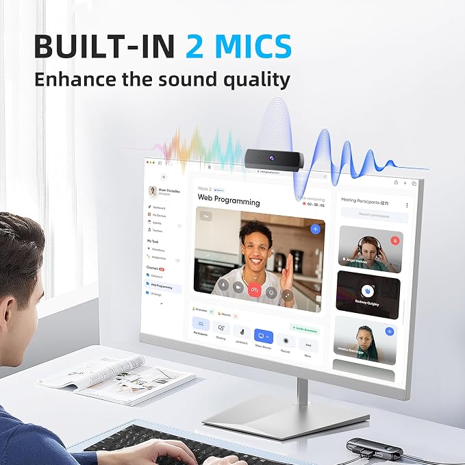 1080P HD Webcam, USB Plug & Play Computer Camera, Auto Low-Light Streaming Camera, Noise-Canceling Microphone Web cam - for Video on Laptop & Desktop