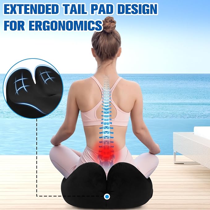 Seat Cushion, Chair Cushions, Memory Foam Office Chair Cushion | Hip & Sciatica & Tailbone Pain Relief, Long Sitting Comfort for Office Chairs/Desk Seats/Wheelchair (Large, Black)