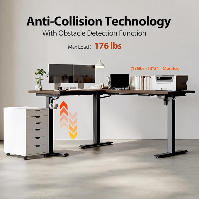 Agilestic 59 Inch L Shaped Standing Desk Adjustable Height, Electric Corner Standing Desk, Sit Stand Computer Table with Splice Board, Rustic Brown