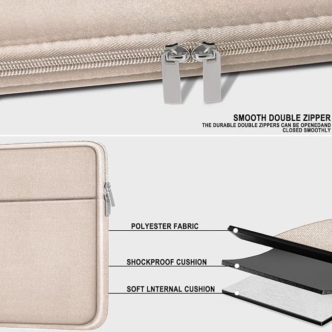 Laptop Case 14 inch, Slim Traveling Laptop Sleeve Cover with Zippered Pocket, Shockproof Protective Carrying Briefcase Computer Bag for 14" MacBook Air/Pro, HP, Dell, Lenovo, Acer, Light Pink