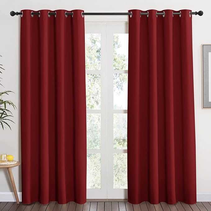 NICETOWN Burgundy Curtains for Living Room - (Burgundy Red) Home Decor Energy Smart Thermal Insulated Window Treatment Drape/Drapery for Patio Door, 52x84 Inch,1 Piece