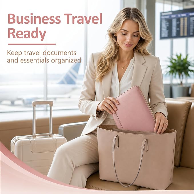 Darolin Vegan Leather Padfolio Portfolio with Zipper, Clipboard -Rosegold | Professional Padfolio for Men Women, Business Resume Folder with Clipboard, Portfolio Bag, Padfolio Organizer for Work Travel