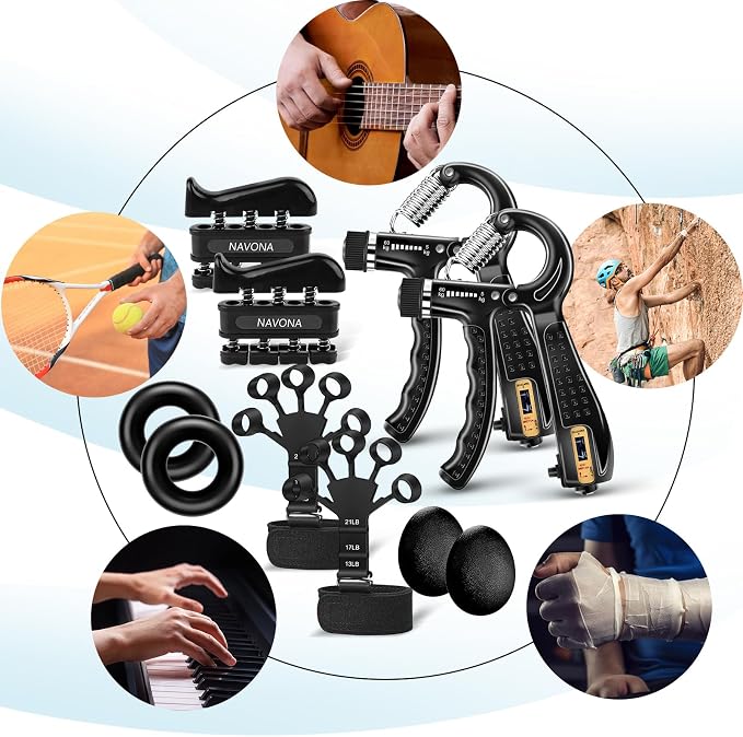 5/10 PCS Grip Strength Trainer Kit, Hand Gripper Strengthener, Forearm Strengthener, Finger Strengthener, Finger Exerciser, Stress Relief Ball,Forearm Workout Ring for Muscle Building and Injury Recover
