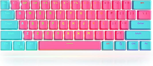 Guffercty kred 61 Keycaps 60 Percent Miami Keycaps Set PBT Keycap Backlit OEM Profile with Key Puller for Cherry MX Switches Mechanical Gaming Keyboard (Miami)