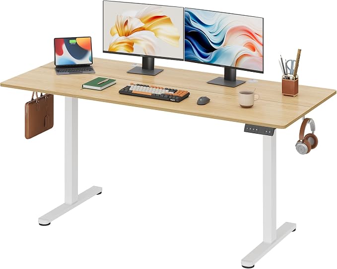 DEVAISE 63 Inch Standing Desk with Split Top, Ergonomic Computer Desk, Maple