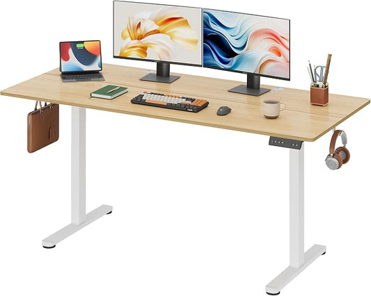 DEVAISE 63 Inch Standing Desk with Split Top, Ergonomic Computer Desk, Maple