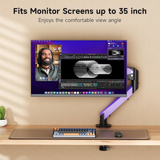 Suptek Monitor Mount Gas Spring Monitor Arm Desk Mount Fully Adjustable Fits 17-35 inch Monitors Weight Capacity up to 24.25 lbs