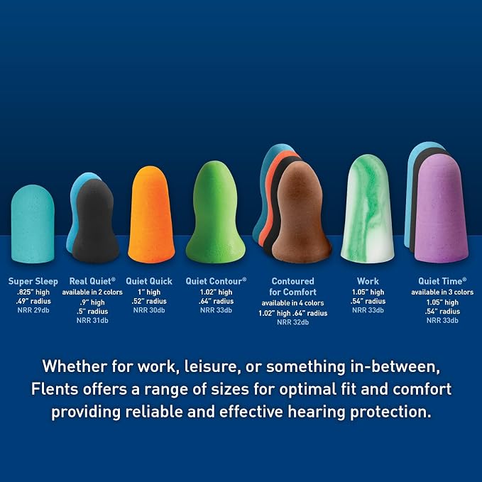 Flents Protechs Foam Ear Plugs, 50 Pair for Sleeping, Snoring, Loud Noise, Traveling, Concerts, Construction, Studying, Work, Shooting, Contour to Ear, NRR 33, Noise Cancelling, Green, Made in the USA