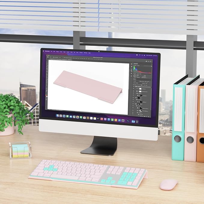Computer Keyboard Stand Holder - Ergonomic Acrylic Keyboard Stand for Desktop Comfortable Keyboard Tray Riser with Silicone Anti-Slip Strip for Home School Office Desk Accessory, Lightpink