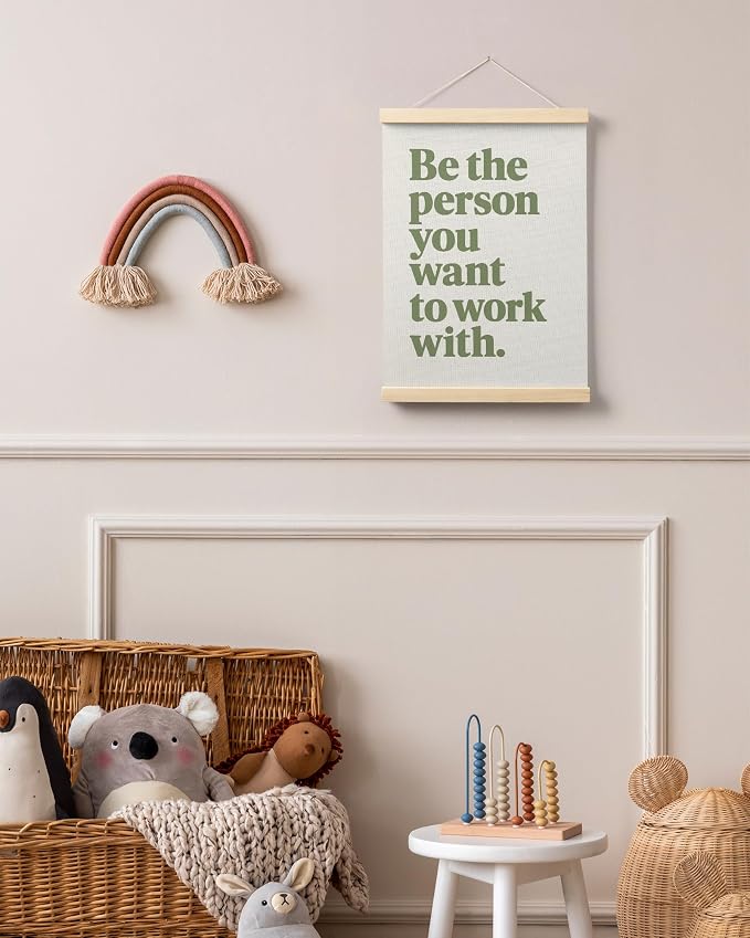 FGFK Be the Person You Want to Work with Inspirational office Framed hanging Canvas wall art Poster Prints decor for women,Trendy Green Motivational posters office decorations for work,12x16 Inch