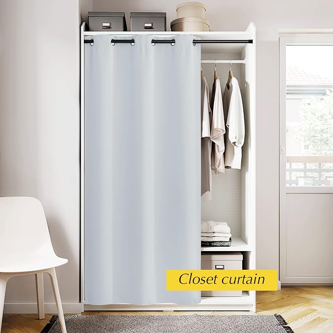 NICETOWN Door Curtain 80 inches Length, Room Darkening Privacy Doorway Drape Easy Sliding Grommet Thermal Insulated Curtain for Bedroom Closet Door, W42 x L80 inch, Cloud White, 1 Panel