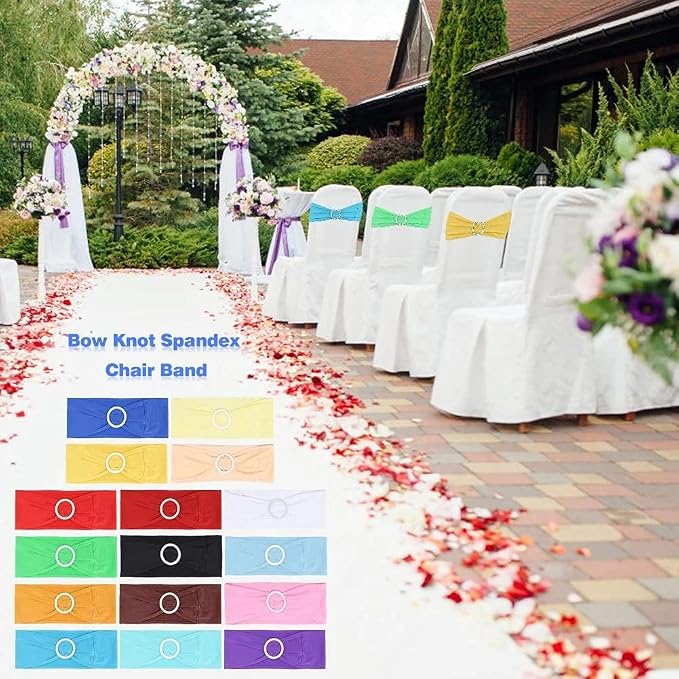 Tvoip 10PCS Chair Cover Stretch Band with Buckle Slider Sashes Bow Wedding Banquet Chair Decoration (Orange)