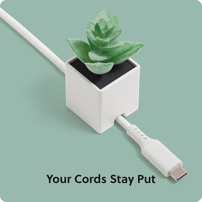 U Brands Adhesive Faux Succulent Cord Organizers, Set of 3, Assorted Colors