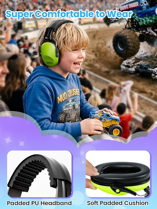 Dr.meter Ear Muffs for Noise Reduction: 27.4SNR Noise Cancelling Headphones for Kids Adults, EM100 Adjustable Hearing Protection Earmuffs for Monster Jam, Autism Sensory, Concerts, Fireworks