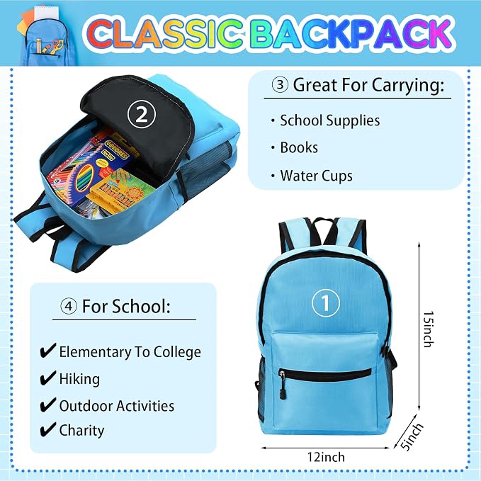 Gilprop 86 Pcs School Supplies Kit with Backpack Back to School Supplies Bag Set Elementary Essential Bundle Bulk for Student Classroom(Light Blue)