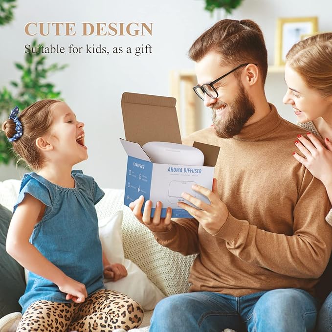 Aromatherapy Essential Oil Diffuser for Room: Air Humidifier Aroma Scent Cool Mist Diffuser Colorful Lights Wood Cute Small Large Waterless Auto Off Ultrasonic Diffusers for Home Bedroom (300ml)