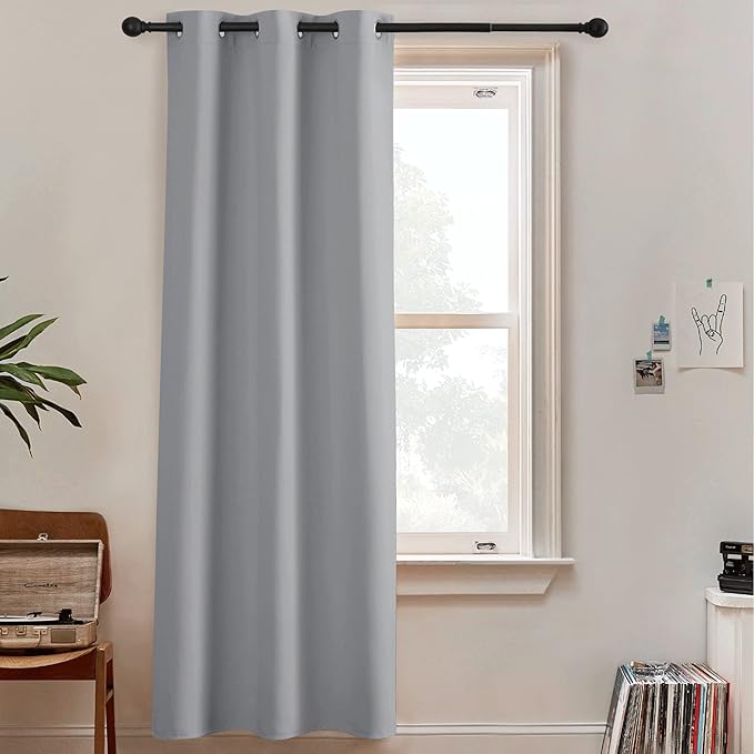 RYB HOME Blackout Curtains, Room Divider Curtains for Bedroom, Full Shade Privacy Drapes for Window Decor,Ceiling to Floor Wall Panels for Room Patitions, W60 x L84 inches, Sliver Grey, 1 Pc