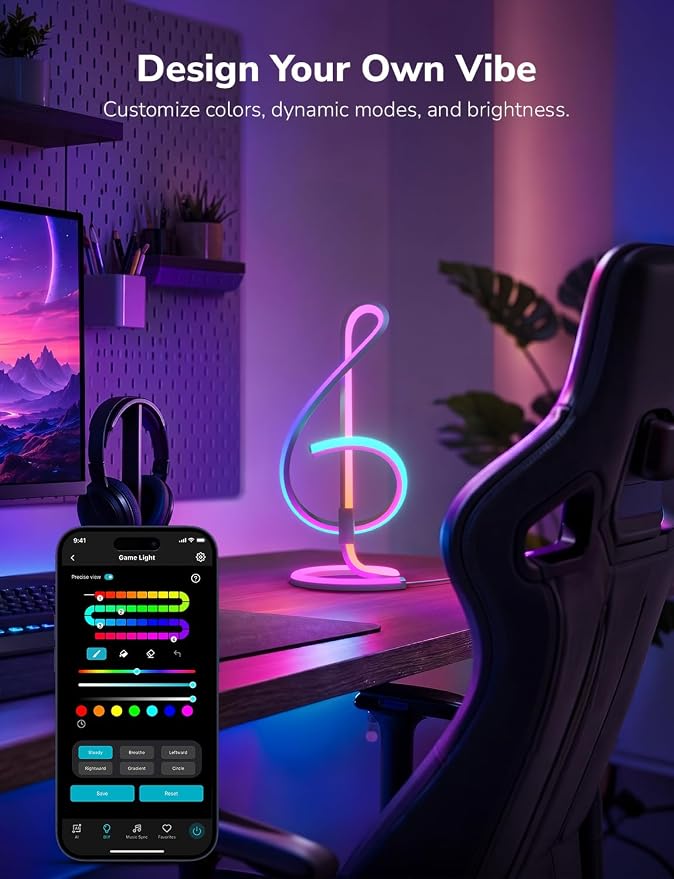 Lepro TB2 AI Smart Table Lamp, RGB+IC Addressable LED Lamps Alexa Google Home Enable, APP Control DIY Color Changing Modern Spiral Lamp, Music Sync, AI Generated Lighting LLM, 2.4 GHz WiFi/Bluetooth
