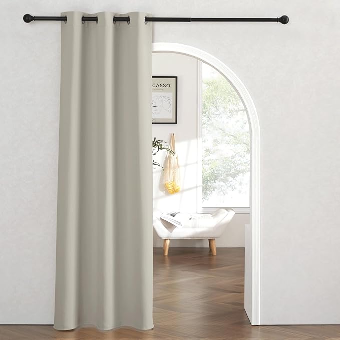 RYB HOME Temporary Doorway Curtains Blackout Privacy Room Divider Curtains Portable Drapes for Closet Wall Panel for Bedroom Living Room Dining Basement Window, W 60 x L 96 inches, Natural