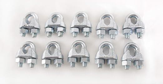 Wire Rope Clamp 1/4 inch 10 Pack Zinc Plated - Wire Rope Clip - Wire Cable Clamps