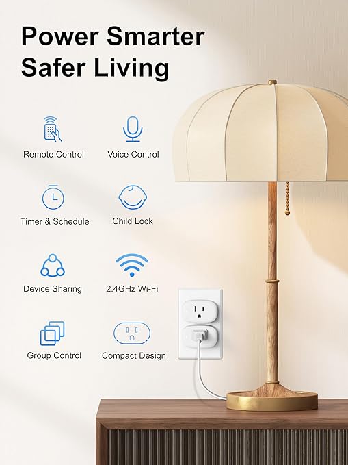 Smart Plug, Smart Plugs That Compatible with Alexa & Google Home, Smart Outlet with Retome Control, Timer & Schedule, WiFi Outlet for Home, No Hub Required, 2.4GHz Wi-Fi Only, 4 Pack