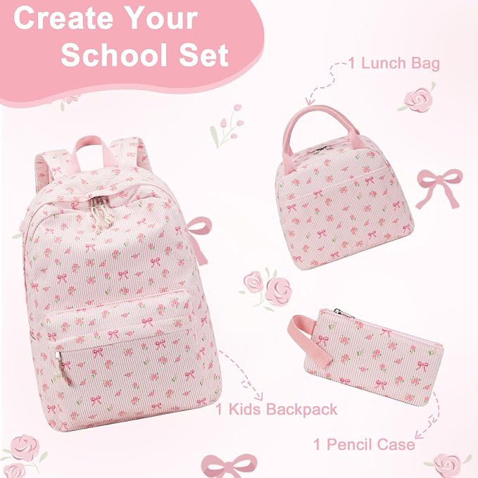 BTOOP School Backpacks for Teen Girls Bookbags Lightweight Kids Backpack School Bags Set with Lunch Box Pencil Case