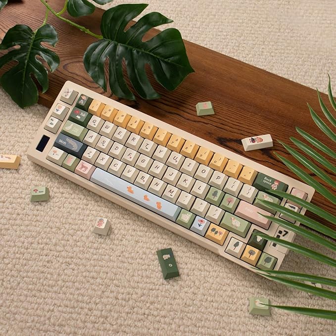 Sumgsn 152 Keys PBT Custom Keycaps Dye Sub Cherry Profile Spring Ranch Keycap Set Fit for 61/64/87/104/108 Cherry Mx Switches ISO ANSI Alice Keyboard Mechanical Keyboards