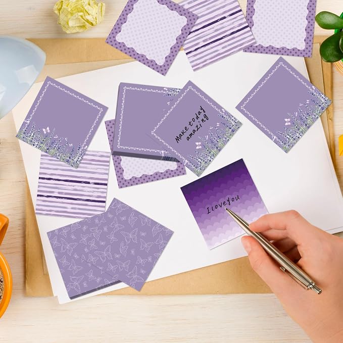 Aesthetic Sticky Notes Gifts, 9 Pack Purple Aesthetic Notepads 3x3 Inch Gifts for Coworkers Students, Lavender Memo Pads Office School Supplies for Men Women (450 Sheets)