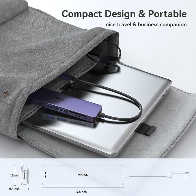 USB C Hub HDMI Adapter for MacBook Pro/Air, MOKiN 7 in 1 USB C Dongle with HDMI